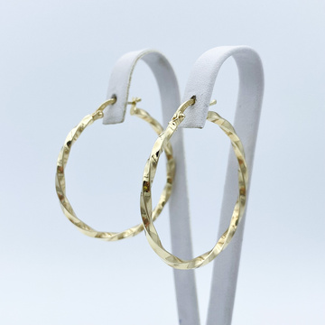 Žluté zlato náušnice kruhy duté točené